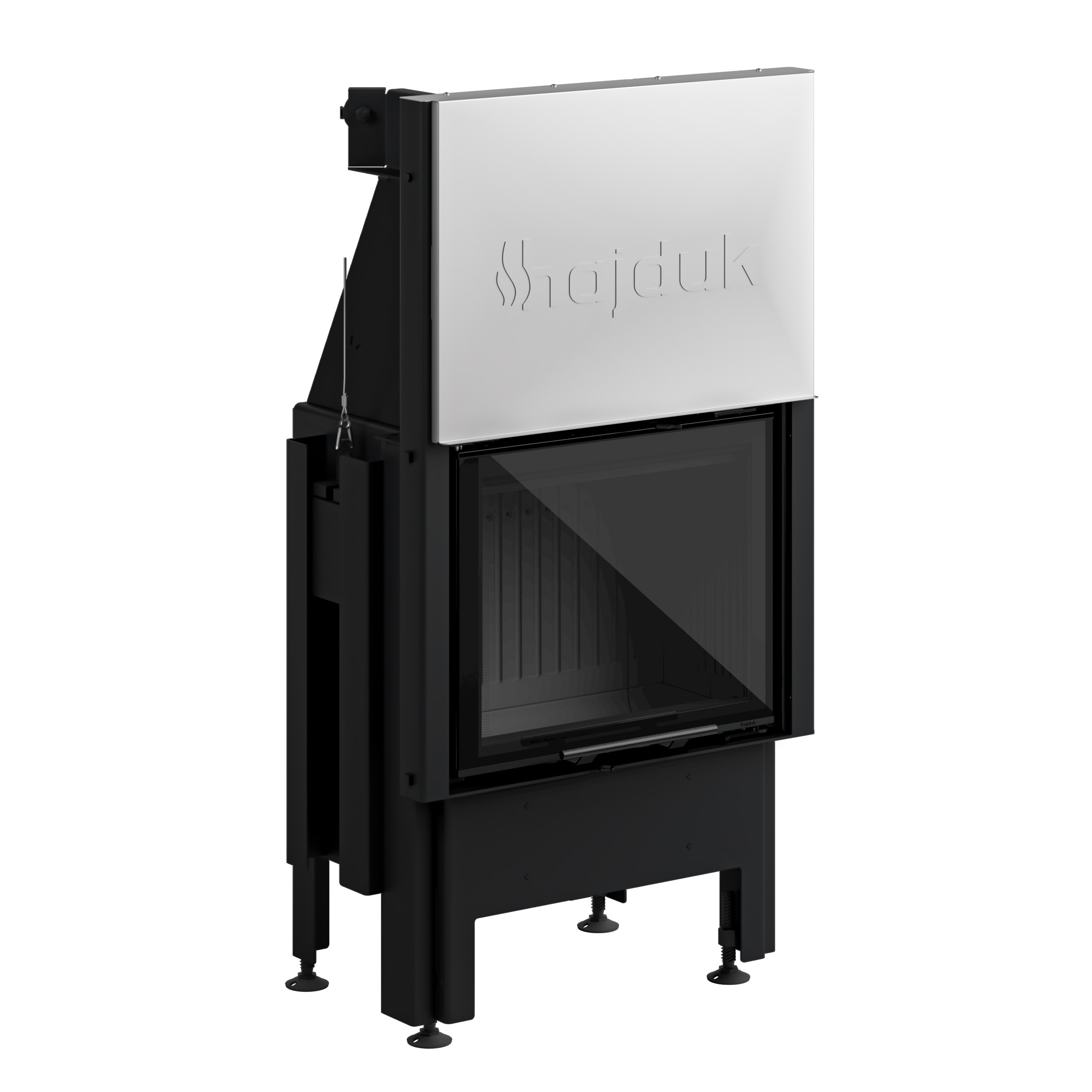 Zestaw kominek powietrzny stalowy KRATKI LUCY Prawy BLACK 14 kW Ø 200 z akcesoriami SM XTH BL - Zestaw kominek powietrzny stalowy KRATKI LUCY Prawy BLACK 14 kW Ø 200 z akcesoriami